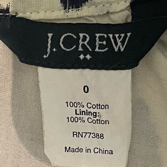 J Crew Cream Navy 100%‎ Cotton Casual Cottage Feminine Dress NWOT Size 0 - Picture 9 of 11